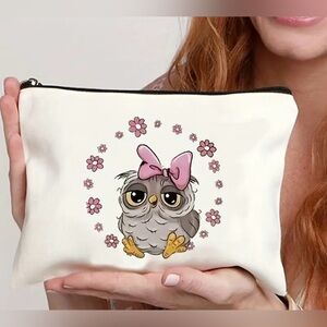 Cute Owl Print Cosmetic Pouch